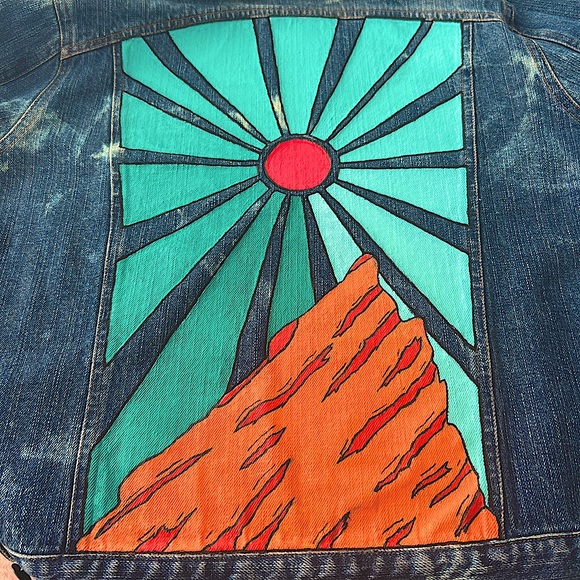 Custom Painted Red Rocks Jean Jacket - Picture 2 of 3